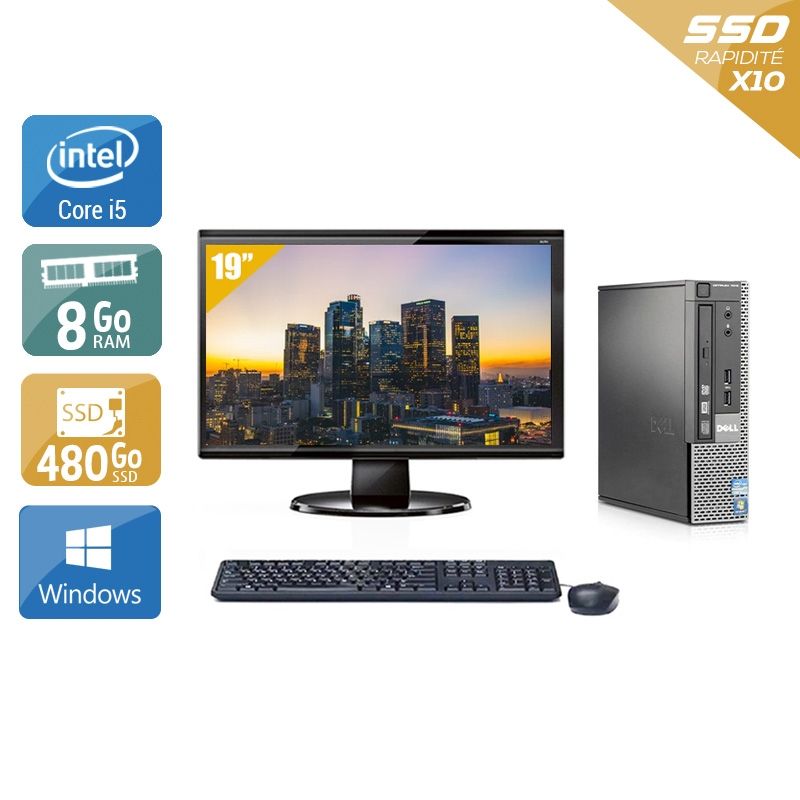 PC avec Écran Dell Optiplex 7010 USDT i5 22 8Go RAM 240Go SSD Windows 10  [Reconditionné : 239€ !] 