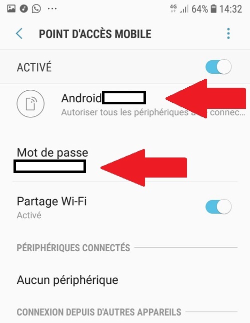Identifiants du points d'accès mobile Android - Kiatoo